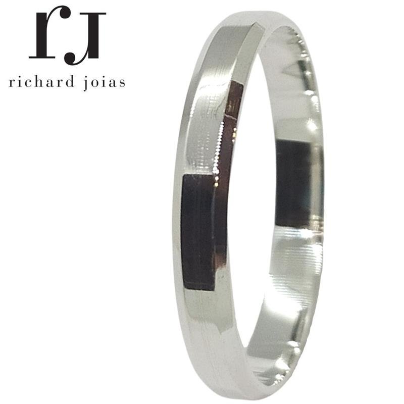 ALIANÇA DE PRATA 3,0MM SEMI-ANATÔMICA CHANFRADA