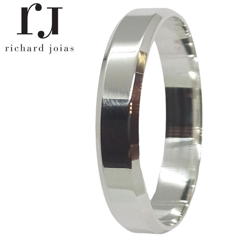 ALIANÇA DE PRATA 4,0MM SEMI-ANATÔMICA CHANFRADA