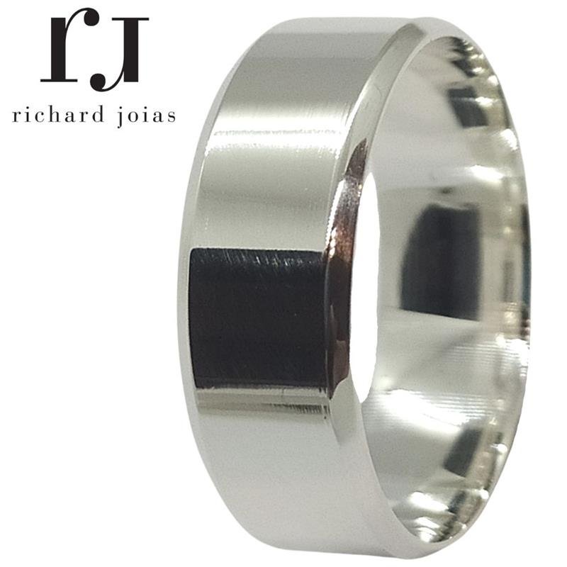 ALIANÇA DE PRATA 7,0MM SEMI-ANATÔMICA CHANFRADA