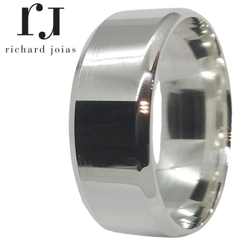 ALIANÇA DE PRATA 8,0MM SEMI-ANATÔMICA CHANFRADA