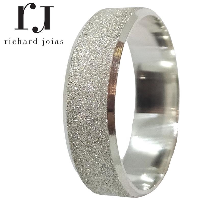 ALIANÇA DE PRATA 6,0MM SEMI-ANATÔMICA CHANFRADA DIAMANTADA