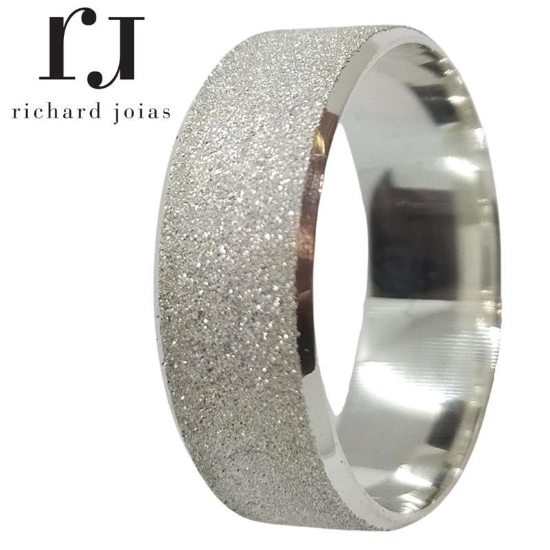 ALIANÇA DE PRATA 7,0MM SEMI-ANATÔMICA CHANFRADA DIAMANTADA