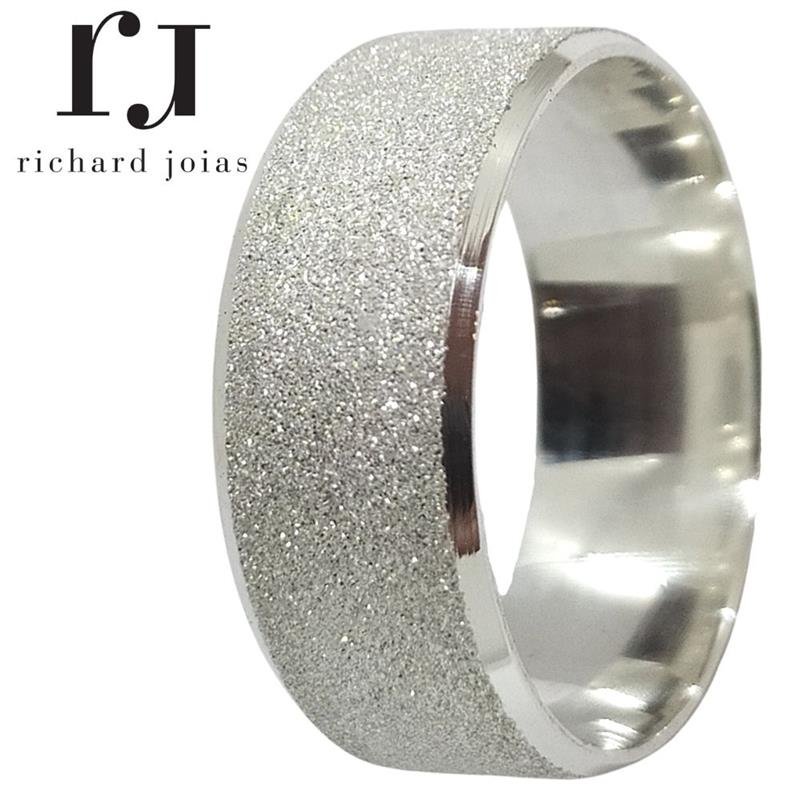 ALIANÇA DE PRATA 8,0MM SEMI-ANATÔMICA CHANFRADA DIAMANTADA