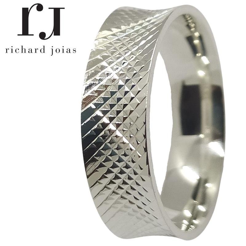 ALIANÇA DE PRATA 7,0MM TRABALHADA