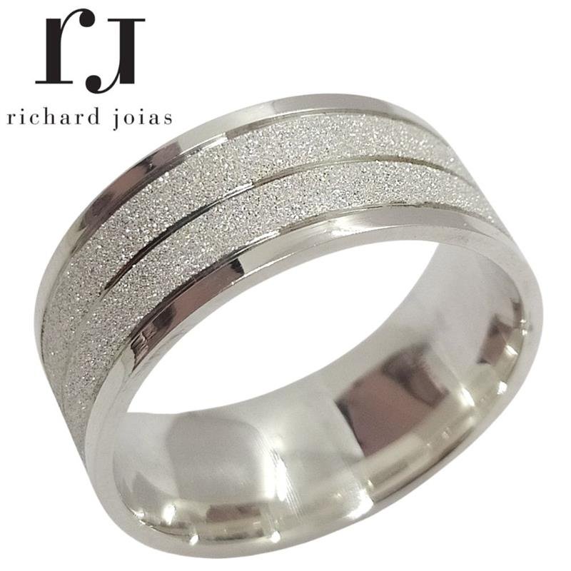 ALIANÇA DE PRATA 10MM ANATÔMICA QUADRADA DIAMANTADA C/ 3 FRISOS 0,50