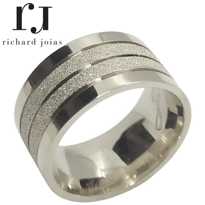 ALIANÇA DE PRATA 10MM ANATÔMICA QUADRADA DIAMANTADA C/ 3 FRISOS 0,50