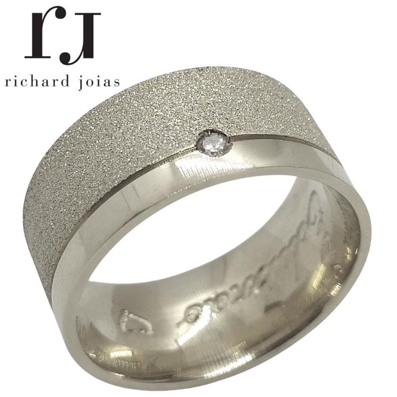 ALIANÇA DE PRATA 10MM ANATÔMICA QUADRADA DIAMANTADA C/ 1 PEDRA E 1 FRISO 0,50