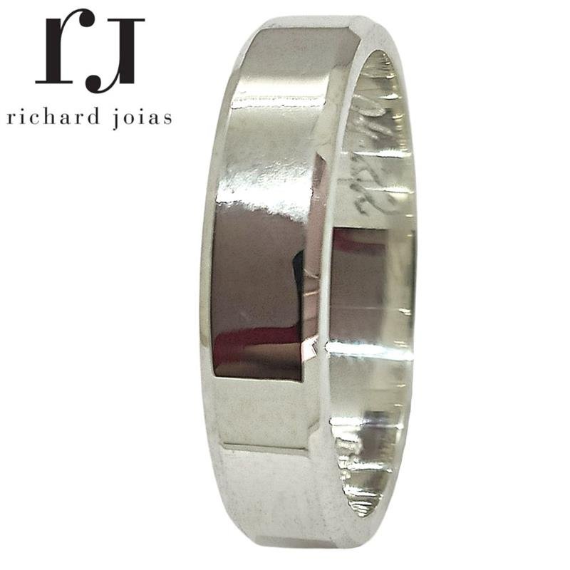 ALIANÇA DE PRATA 5,0MM SEMI-ANATÔMICA QUADRADA CHANFRADA DE ALTURA 1,60