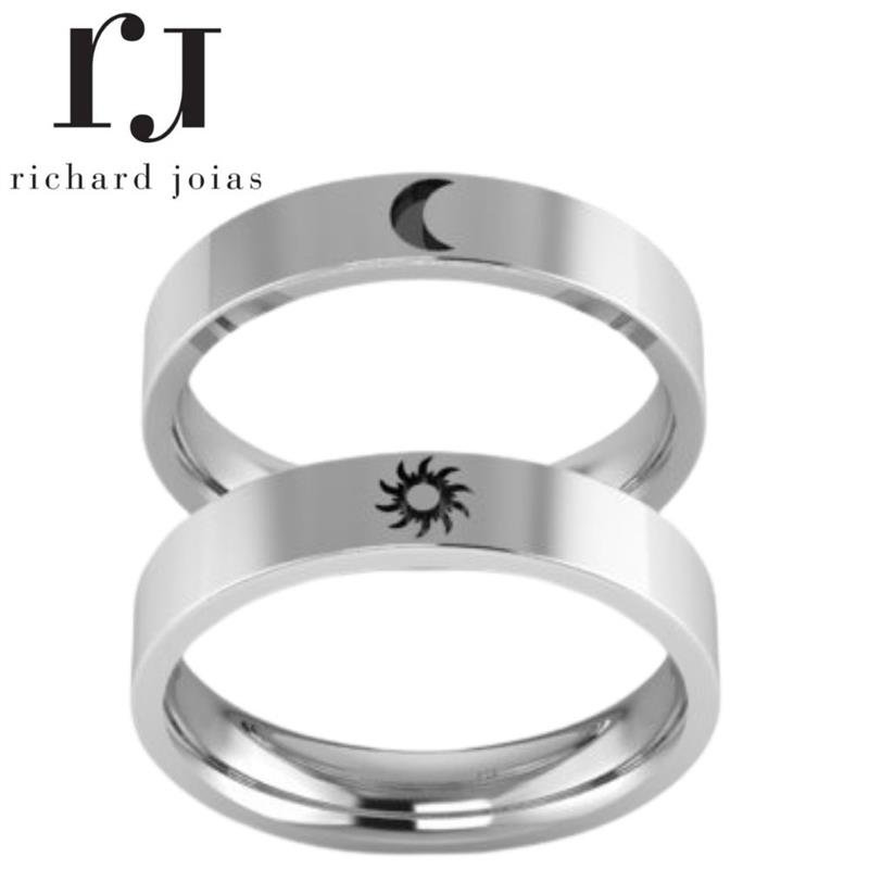 ALIANÇA DE PRATA 4,0MM ANATÔMICA QUADRADA SOL