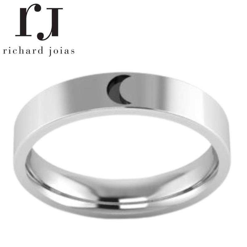 ALIANÇA DE PRATA 4,0MM ANATÔMICA QUADRADA LUA