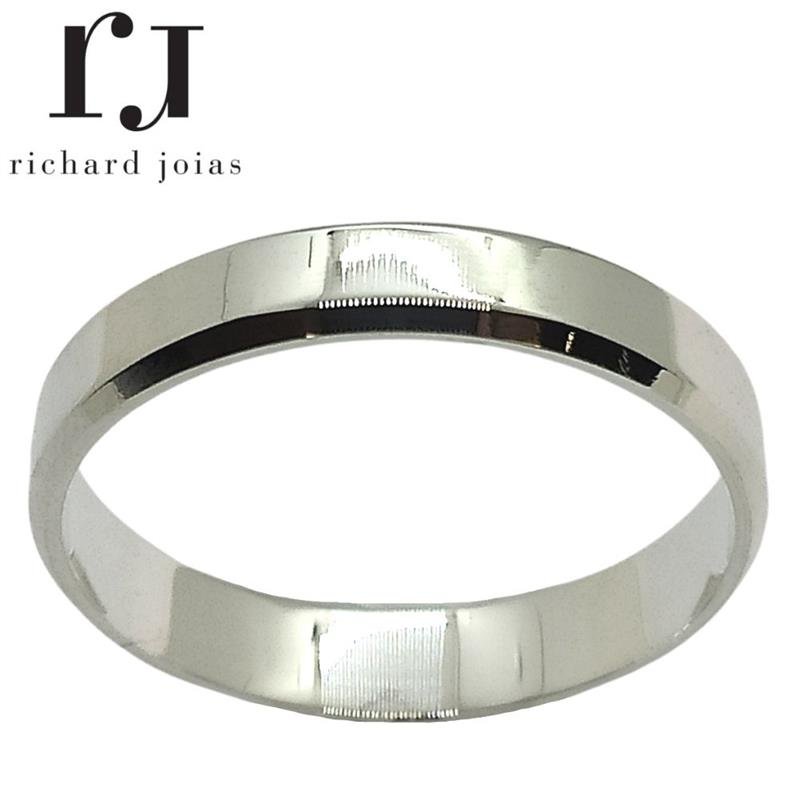 ALIANÇA DE PRATA 4,0MM CHANFRADA DE INTERNO RETO