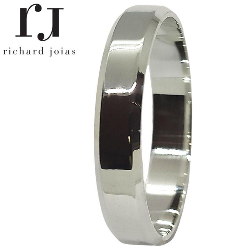 ALIANÇA DE PRATA 4,0MM CHANFRADA DE INTERNO RETO