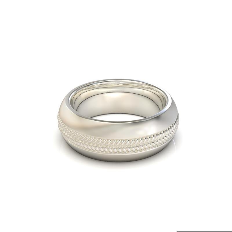 ALIANÇA DE PRATA 8,0MM ANATÔMICA ABAULADA TRABALHADA