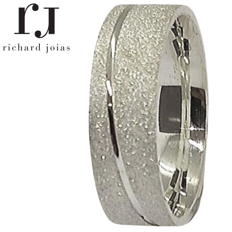 ALIANÇA DE PRATA 6,0MM QUADRADA DIAMANTADA C/01 FRISO TORCIDO