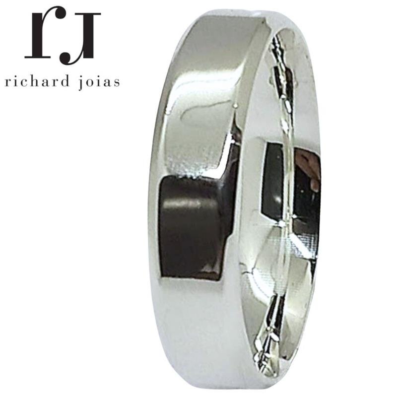 ALIANÇA DE PRATA 5,0MM ANATÔMICA QUADRADA CHANFRADA