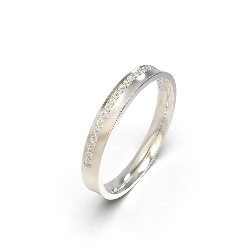 ALIANÇA DE PRATA 3,0 MM CONCAVA C/27 ZIRCÔNIA