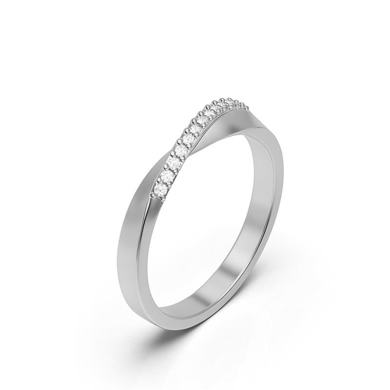 ALIANÇA DE PRATA 3,0MM QUADRADA C/DETALHE TORCIDO E 13 PEDRAS