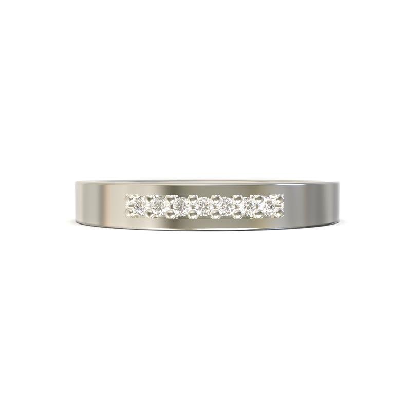 ALIANÇA DE PRATA 3,0MM QUADRADA INTERNO ANATÔMICO C/ 07 PEDRAS