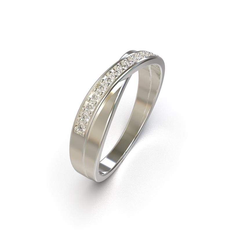 ALIANÇA DE PRATA 3,0MM INTERNO RETO TRANÇADA C/ 14 PEDRAS