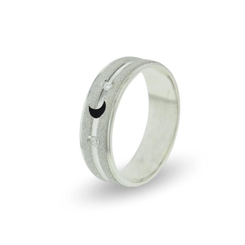 ALIANÇA DE PRATA 6,0MM ANATÔMICA QUADRADA REBAIXADA DIAMANTADA LUA