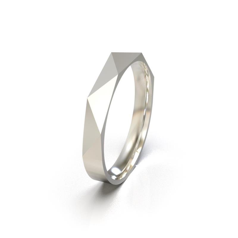 ALIANÇA DE PRATA 3,0MM ABAULADA SEMI ANATÔMICA METADE TRIANGULAR