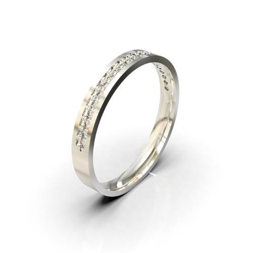 ALIANÇA DE PRATA 3,0MM ANATÔMICA QUADRADA C/21 PEDRAS