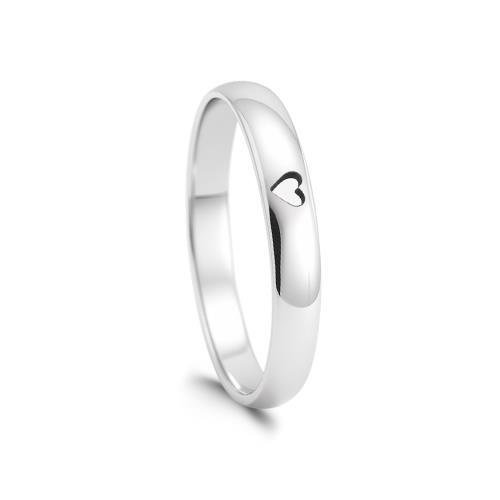 ALIANÇA DE PRATA 3,5MM ABAULADA SEMI-ANATÔMICA C/ CORAÇÃO VAZADO