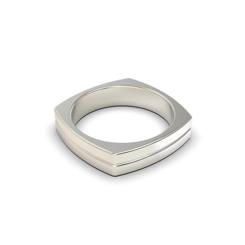 ALIANÇA DE PRATA 5,0MM QUADRADA COM 1 FRISO