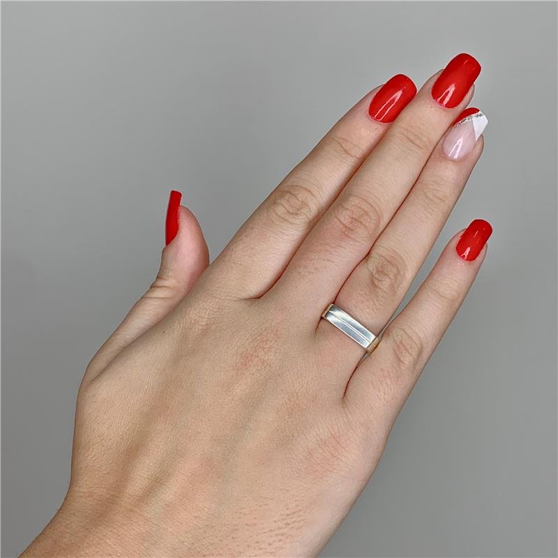 ALIANÇA DE PRATA 5,0MM QUADRADA COM 1 FRISO