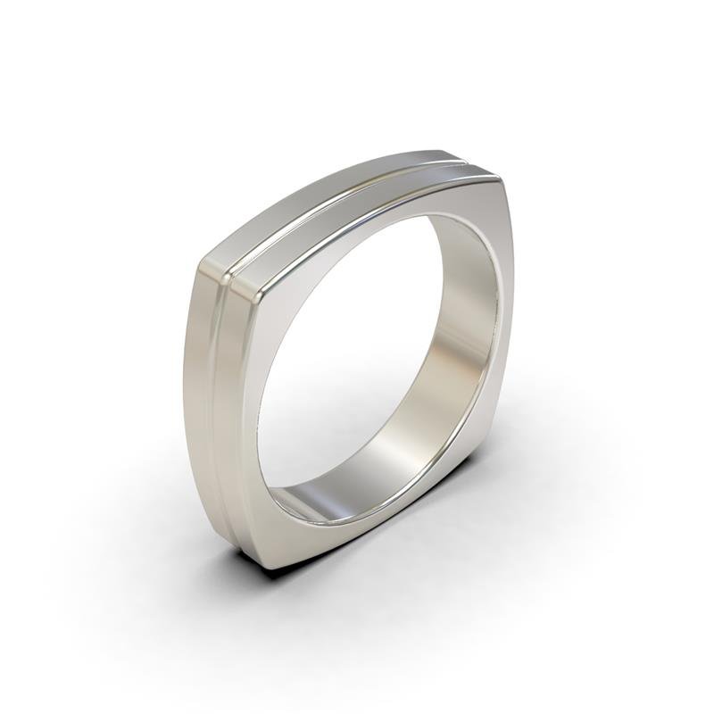 ALIANÇA DE PRATA 5,0MM QUADRADA COM 1 FRISO