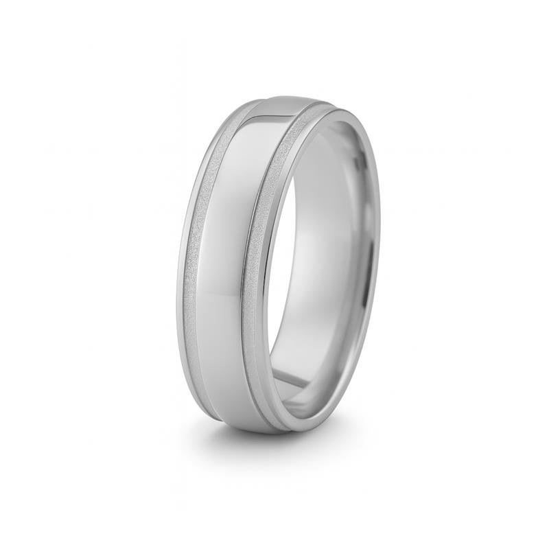 ALIANÇA DE PRATA 6,0MM ANATÔMICA ABAULADA CANALETA DE 1,0MM DIAMATADA