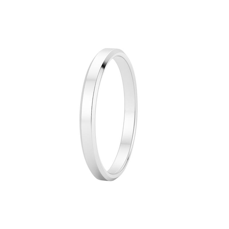 ALIANÇA DE PRATA 2MM CHANFRADA SEMI ANATÔMICA