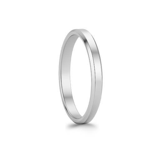 ALIANÇA DE PRATA 2MM CHANFRADA SEMI ANATÔMICA