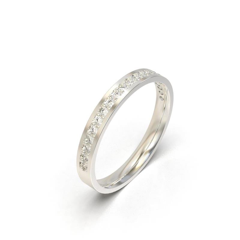 ALIANÇA DE PRATA 3,0MM SEMI-ANATÔMICA / C 20 PEDRAS DE 1,50