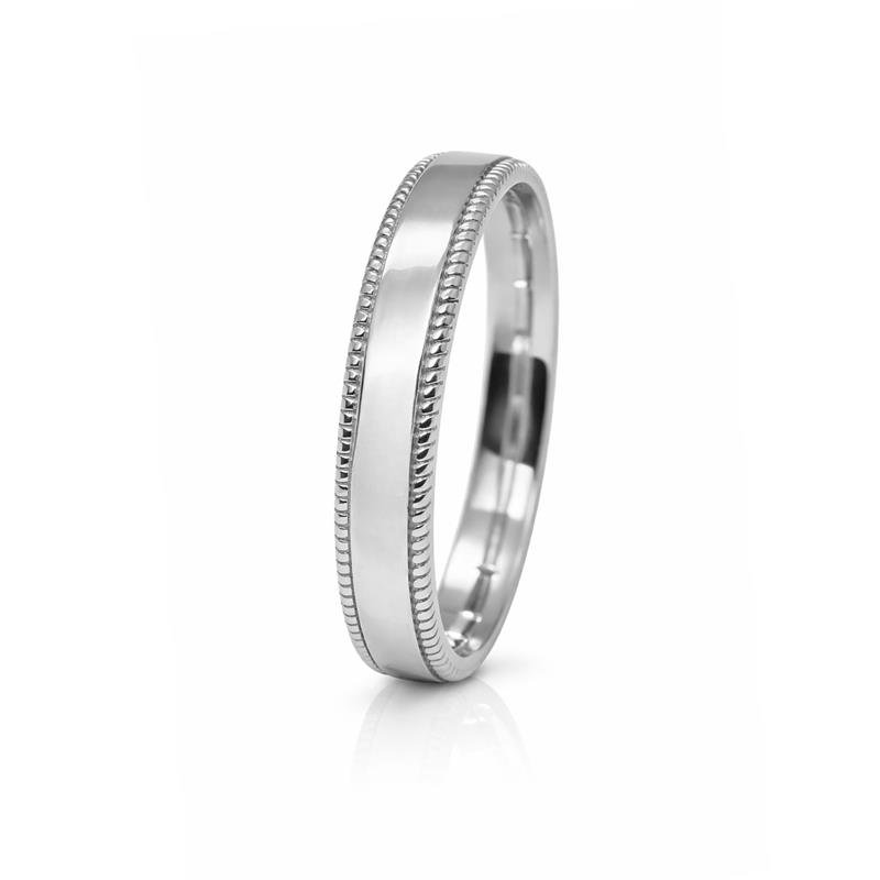 ALIANÇA DE PRATA 925 A 950 3,4 MM ESPELHADA C/BORDAS TRABALHADA