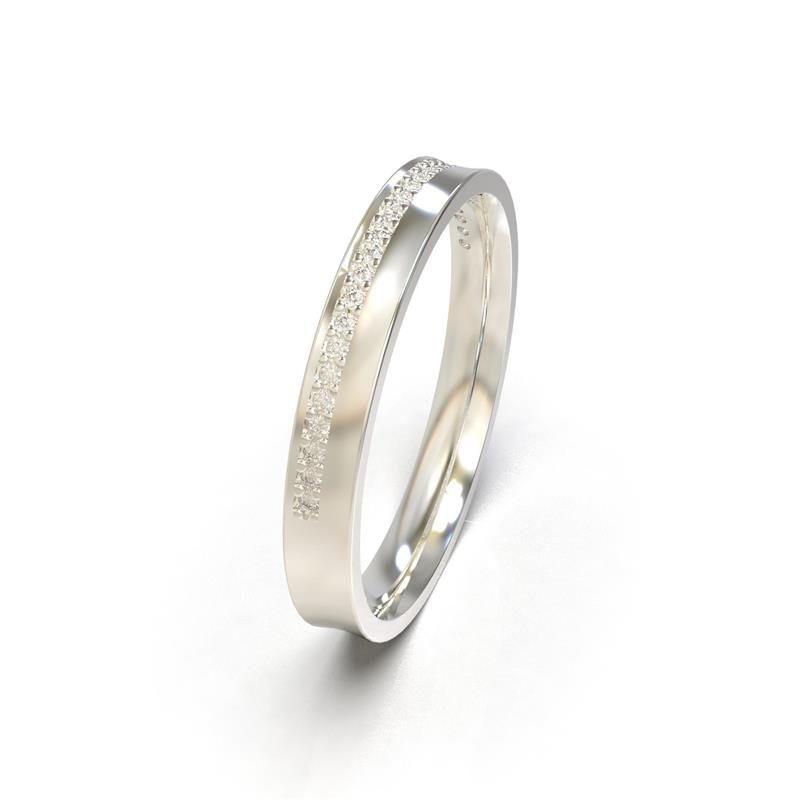 ALIANÇA DE PRATA 925 A 950 3,0 MM CONCAVA ESPELHADA C/26 ZIRCONIA