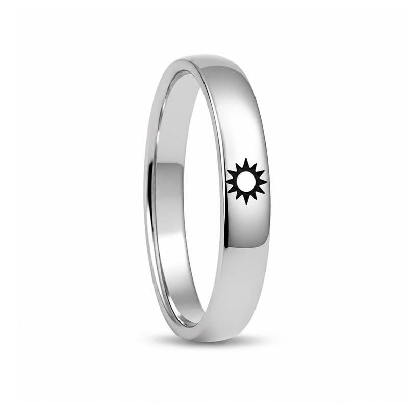 ALIANÇA DE PRATA 925 A 950 3,0 MM SEMI-ANATÔMICA ABAULADA - GRAVAÇÃO DE SOL
