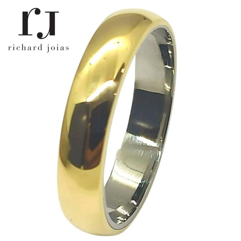 ALIANÇA DE MOEDA C/FORRO DE AÇO 4,3MM ANATÔMICA ABAULADA