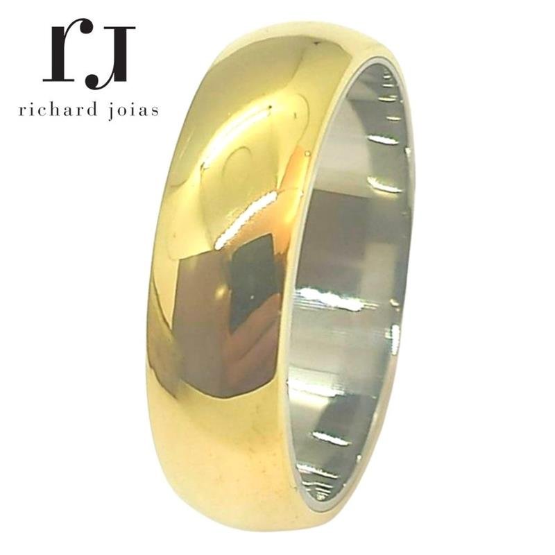 ALIANÇA DE MOEDA C/FORRO DE AÇO 6,0MM ANATÔMICA ABAULADA