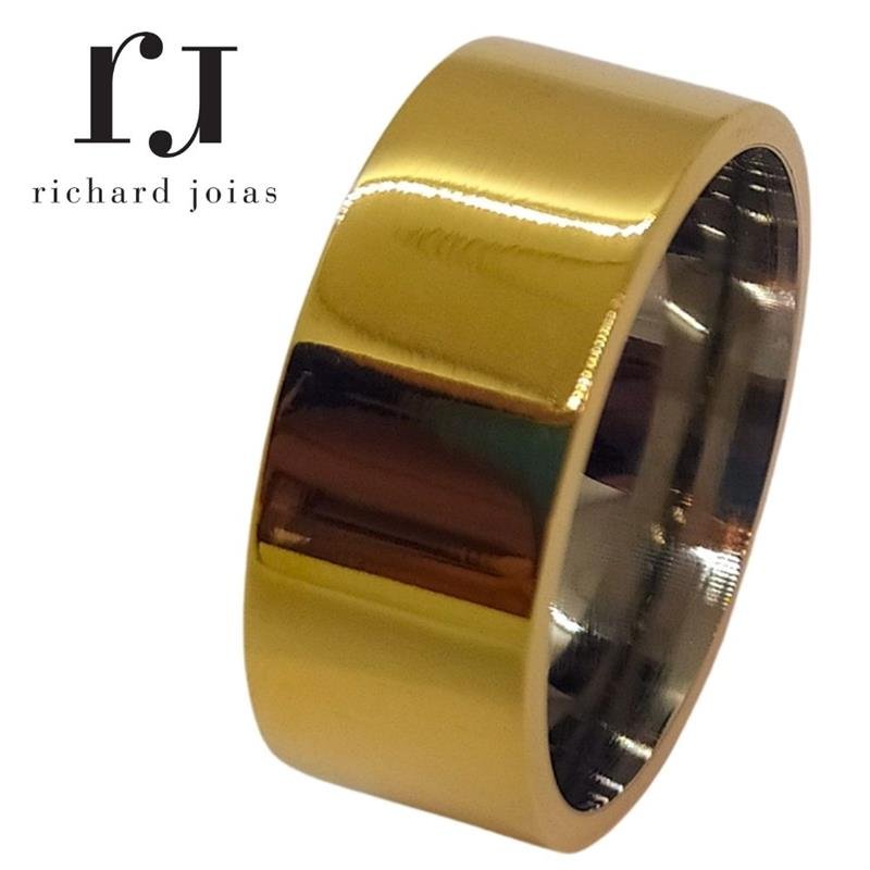 ALIANÇA DE MOEDA C/FORRO DE AÇO 10MM ANATÔMICA QUADRADA