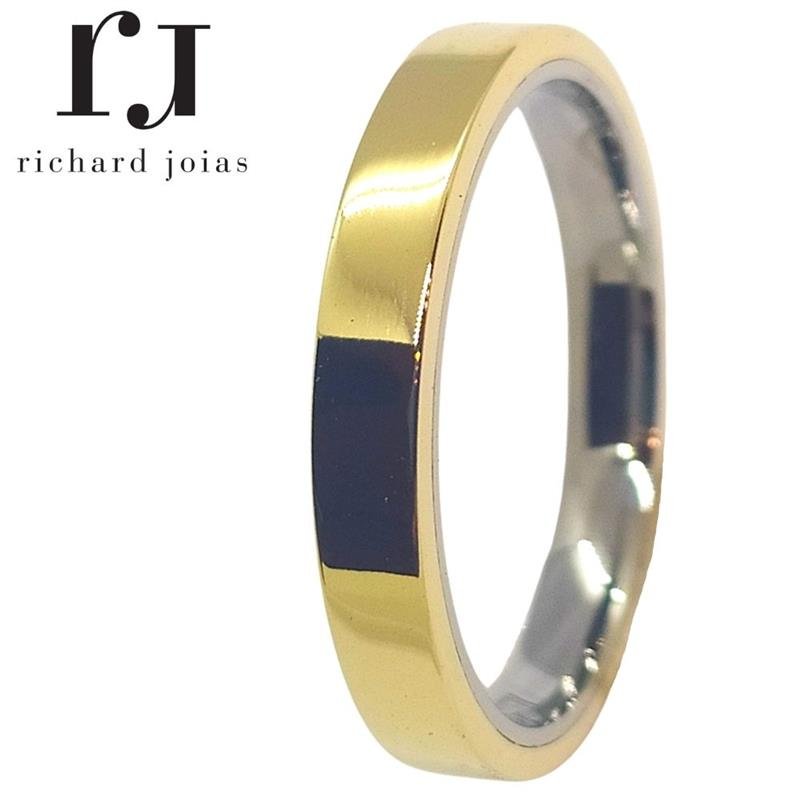 ALIANÇA DE MOEDA C/FORRO DE AÇO 3,0MM ANATÔMICA QUADRADA