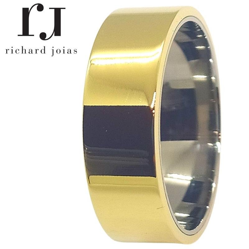 ALIANÇA DE MOEDA C/FORRO DE AÇO 7,0MM ANATÔMICA QUADRADA