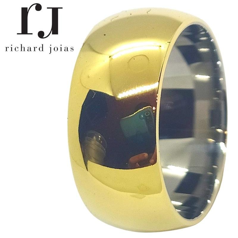 ALIANÇA DE MOEDA C/FORRO DE AÇO 9,0MM ANATÔMICA ABAULADA