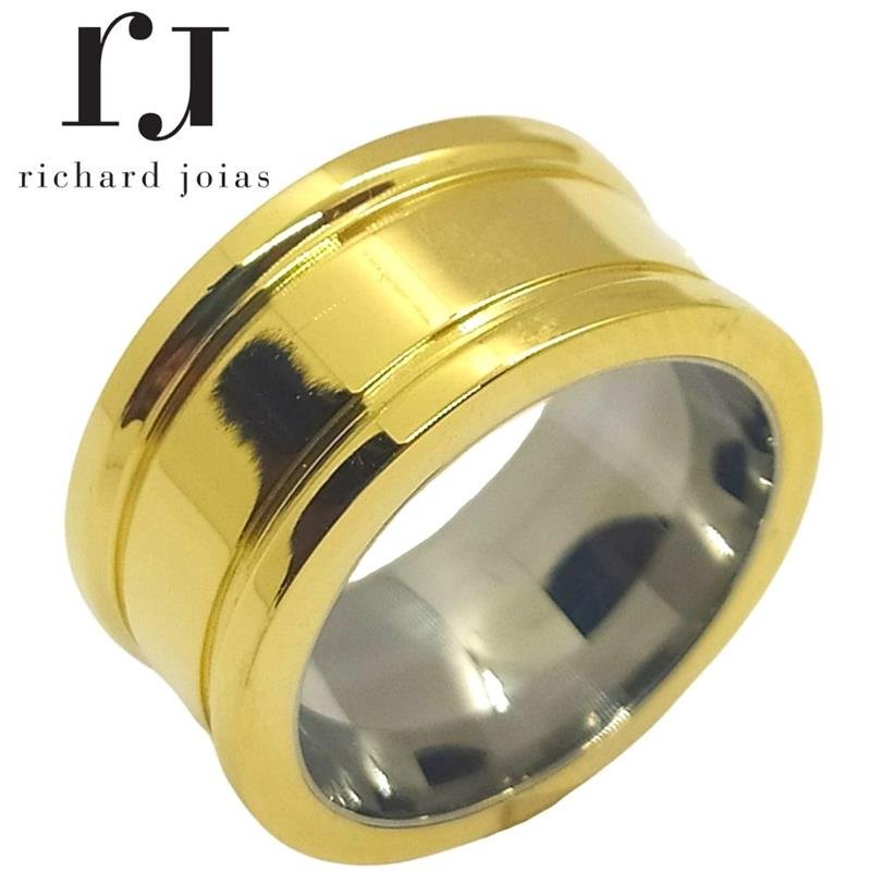 ALIANÇA DE MOEDA C/FORRO DE AÇO 10MM ANATÔMICA QUADRADA CENTRO REBAIXADO C/02 FRISOS 0,50