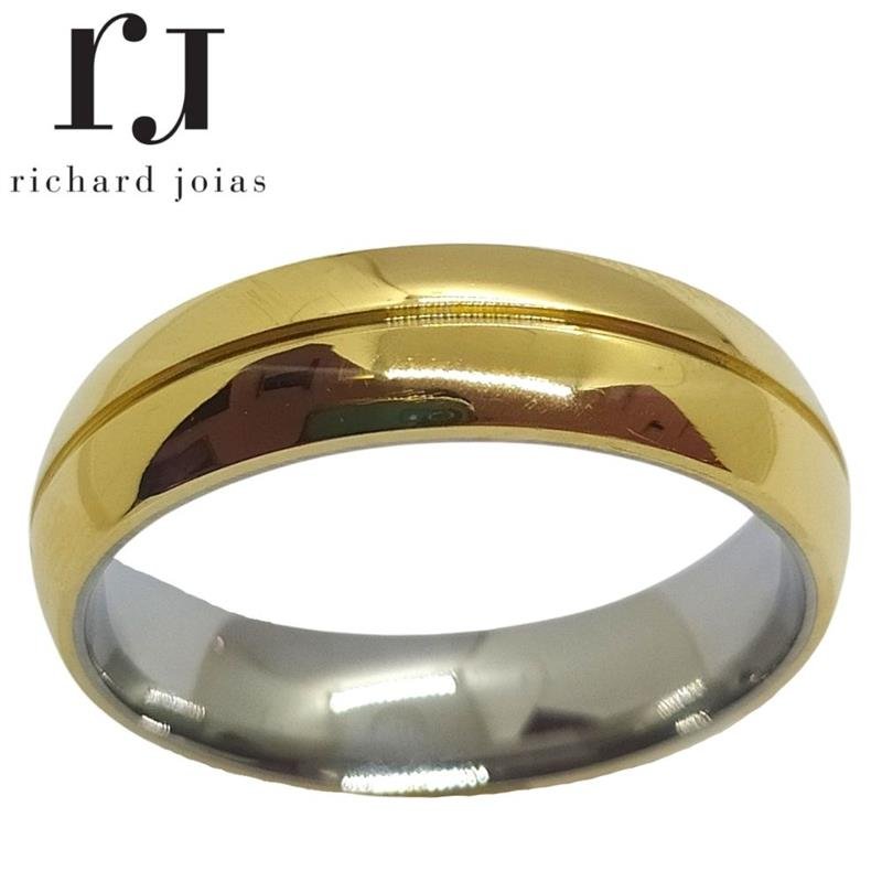 ALIANÇA DE MOEDA C/FORRO DE AÇO 6,0 MM ANATÔMICA ABAULADA C/ 01 FRISO 0,50