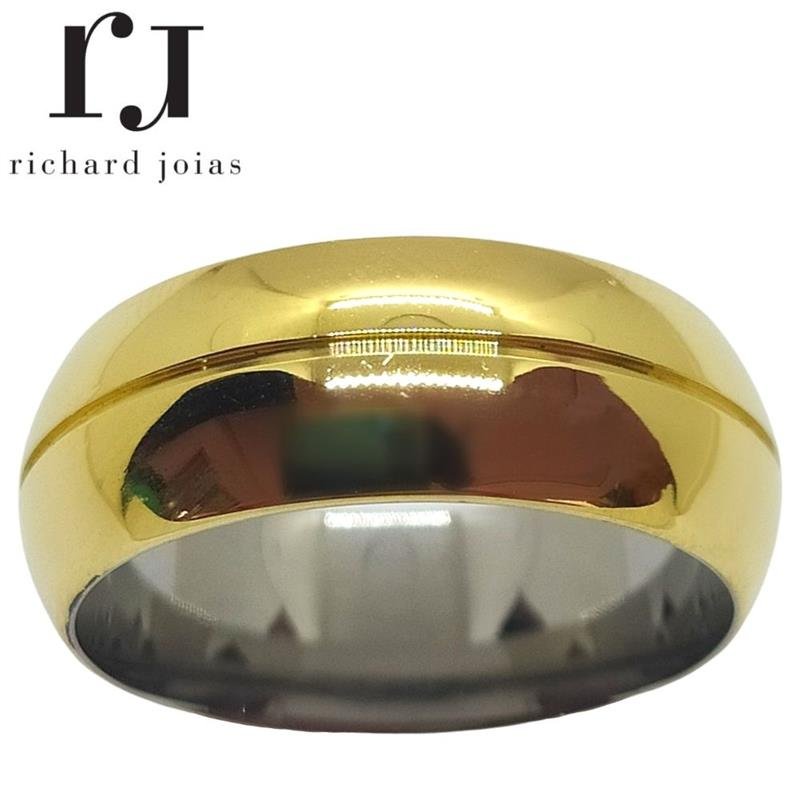 ALIANÇA DE MOEDA C/FORRO DE AÇO 8,0MM ANATÔMICA ABAULADA C/01 FRISO 0,50