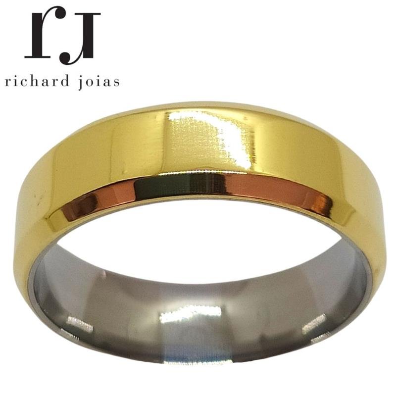 ALIANÇA DE MOEDA C/FORRO DE AÇO 6,0MM QUADRADA CHANFRADA