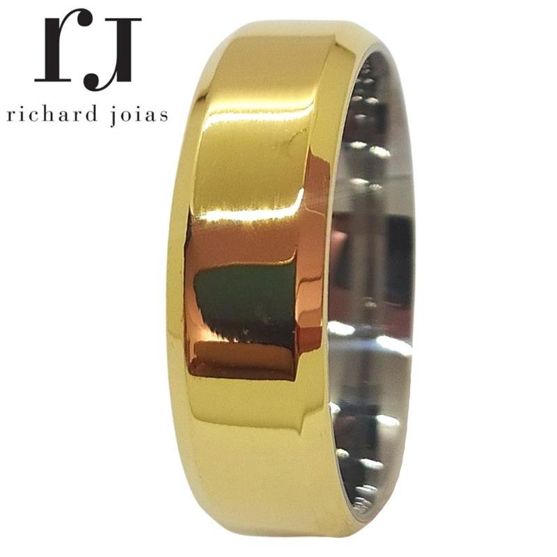 ALIANÇA DE MOEDA C/FORRO DE AÇO 6,0MM QUADRADA CHANFRADA