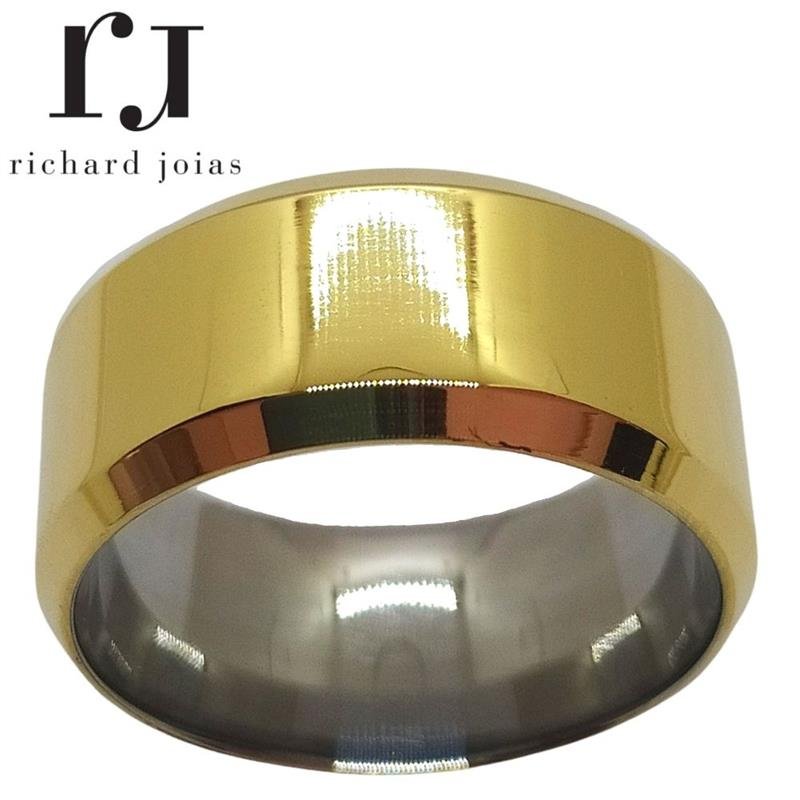 ALIANÇA DE MOEDA C/FORRO DE AÇO 10MM QUADRADA CHANFRADA