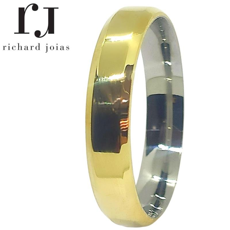 ALIANÇA DE MOEDA C/FORRO DE AÇO 5,0MM ANATÔMICA QUADRADA CHANFRADA